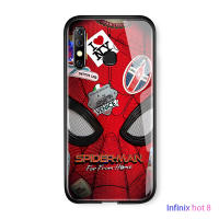 UCUC เคสโทรศัพท์เคสสำหรับ Infinix Hot 8 8 Pro CC7 กรณีX650 X650Cแก้วเคสมือถือSpidermanคอสเพลย์ซุเปอร์ฮีโร่แมงมุม-Man Far from HomeกันกระแทกSoft EDGEกระจกเทมเปอร์กลับเคสโทรศัพท์