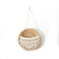 Lace Macrame Wall Hanging Woven Flower Pot Rattan Bohemian Style Decorative Gardening Basket Macrame Plant Hanger