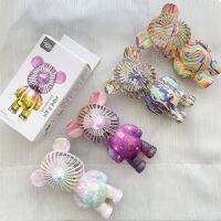 ◈▬ 2023 New Noiseless Portable Small Fan A Summer Three-Gear Handle Small Fan Colorful Doodle Bear Small Fan Usb Charge