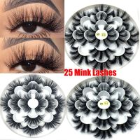 EONWAY SKONHED 7 Pairs แฟชั่นของผู้หญิง หนายาว ผมหยิกฟู ขนตา 25 มม. ต่อขนตา ขนตาปลอม 8D Mink Hair