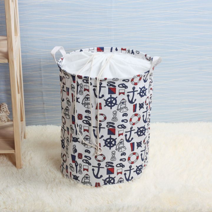 hot-dt-new-fashion-print-basket-with-drawstring-lining-storage-hamper-for-kids-dirty