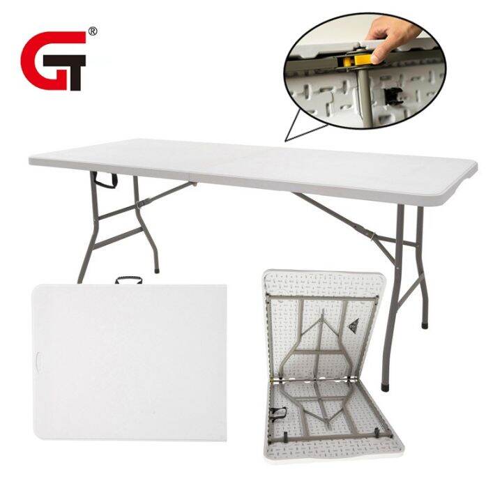 6 FT Folding Table Fold-in-Half Portable Plastic Picnic Party Dining ...