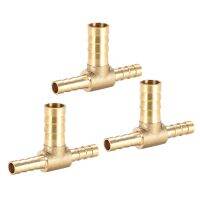 uxcell 3pcs 6x10x6mm Brass Hose Reducer Barb Fitting Tee T-Shaped 3 Way Barbed Connector Air Water Fuel Gas Oil etc.