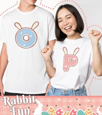 เสื้อยืดลาย อักษร O และ P Rabbit ผ้า Tk บางเบา สวมใส่ สบาย ไม่ยืด ไม่ย้วย สีสันสดใส