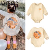 Fashion Autumn Baby Girls Boys Bodysuits Clothes 0-18M Sun Letter Print Long Sleeve Loose Sweatshirts Jumpsuits Toddler Costume