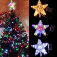 9inch LED Lighted Star Shape Christmas Tree Topper Light Up Star Xmas Tree Top Topper Ornament Navidad Christmas home Decoration