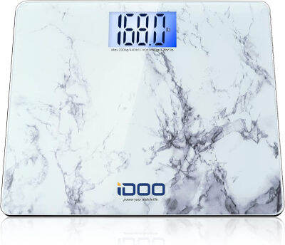 iDOO Bathroom Scale with Ultra Wide Platform 13 x 12 inches, Highly Accurate Smart Digital Body Weight Scale with Large LED Backlit Display, Rounded Corner Design, Measures Weight up to 440lbs