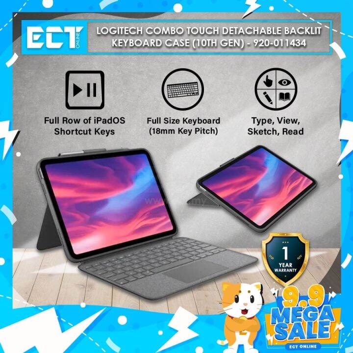 Logitech Combo Touch Detachable Backlit Keyboard Case with Trackpad and Smart Connector for iPad