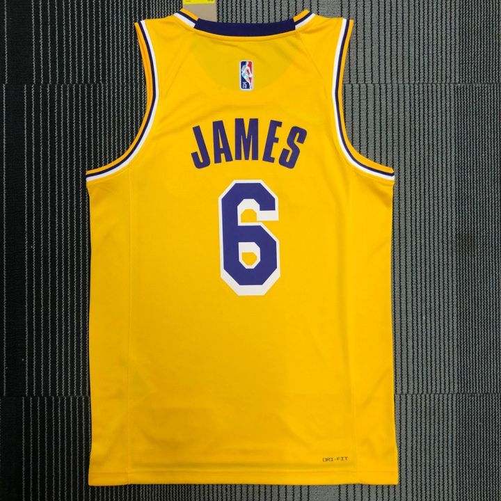 เสื้อยืด-ลาย-nba-los-angeles-lakers-lebron-james-gold-2021-22-swingman-t-jersey-ion-edition