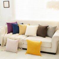 {fabric sofa}ที่ครอบหมอนอิงกำมะหยี่เรียบปลอกหมอนนุ่มกันฝุ่นไม้ทีสำหรับตีกอล์ฟสีทึบปลอกหมอนที่เข้าได้กับทุกชุด