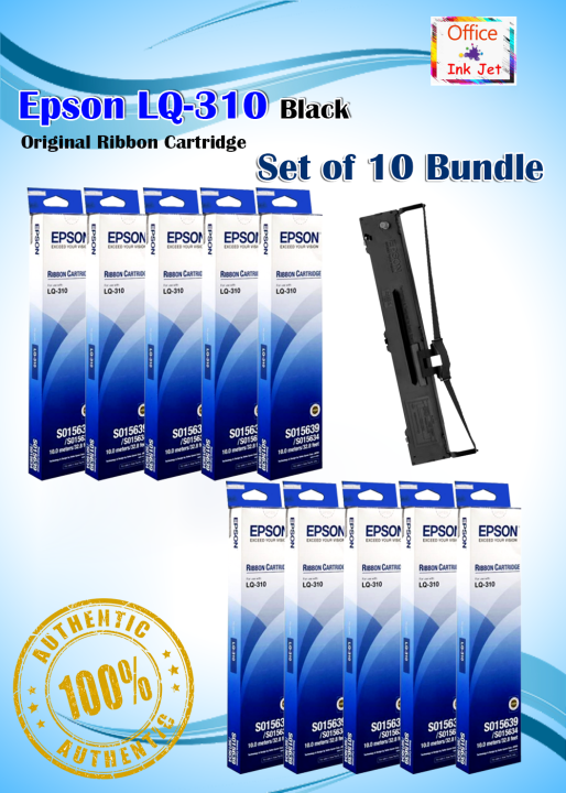 Epson S015639 ORIGINAL RIBBON CARTRIDGE FOR EPSON LQ310 PRINTER (BLACK) set of 10 bundle