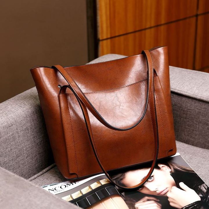 กระเป๋าหนังแท้ความจุสูงทำงานเดินทางกระเป๋าถือผู้หญิง-2023-ใหม่ไหล่เดียว-tote-กระเป๋าใหญ่พรีเมี่ยมกระเป๋าสะพาย