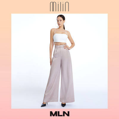 [MILIN] Wide leg high waist pants กางเกงเอวสูงทรงขากว้างแต่งหูเข็มขัด / Mania pants