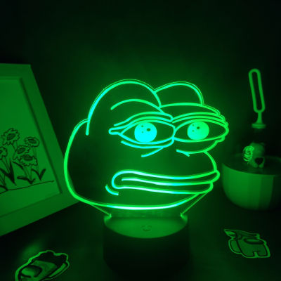 Cute Animal Sad Frog Pepe Feels Bad Good Man 3D LED Neon Lamps RGB Night Lights Colorful Gift For Kids Child Bedroom Table Decor