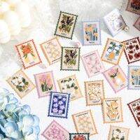 46pcs Flower Post Office Series Decorative Boxed Stickers Scrapbooking Label Diary Stationery Album Phone Journal Planner Toiletries  Cosmetics Bags