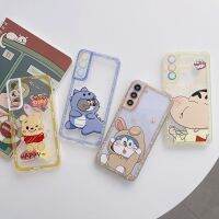 เคสโทรศัพท์การ์ตูนน่ารักวินนี่ช้อนส้อมมีดหมีพูห์แมวโดราเอมอนดินสอ Shinchan สำหรับ Samsung S23Ultra S23Plus S22Ultra S22Plus กันกระแทกนุ่มเคส Galaxy หลัง S21Ultra S21Plus เคสโทรศัพท์สำหรับ S23 S22 S21เคสห่อหุ้มอัลตร้าพลัส