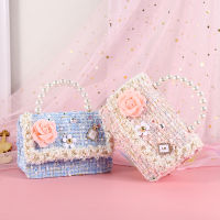 zil Fashion Baby Girl Hand Bag Kids Cute Elegant Rainbow Color Pearl Bags Portable Korean Style One-Shoulder Messenger Bag