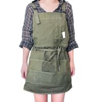 Artist Canvas Apron with Pockets Painting Apron Painter Adjustable Neck Strap Waist Ties Gardening Waxed Aprons for Women Men Adults