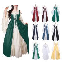 SISHION Renaissance ยุคกลาง Victoria ผู้หญิงชุดยาว VD3585 Flare แขนเอว Lace Up R Vintage Party Dresses 5XL