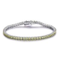 UMCHO 925 Sterling Silver Peridot 2MM Tennis Bracelet Womens Bracelets Party Gift Fashion Fine Jewellery