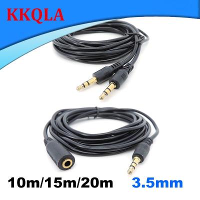 QKKQLA Long 10m 20m 3.5mm 3pole Audio Male to male Female Jack Plug Stereo Aux Extension connector Cable Cord for Headphone Earphone a1