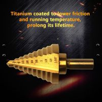 Brand New 1PC 1/4 to 1-3/8 Inch Triangle Shank Titanium Coated Step Drill Cone Drill Bit High Speed Steel Step Drill Bit