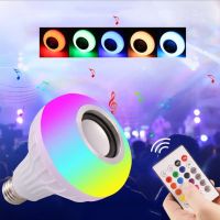 [HOT QQZIWWUJJWG 104] E27สมาร์ท RGB ไร้สายบลูทูธลำโพงหลอดไฟ12วัตต์ไฟ LED เครื่องเล่นเพลงหรี่แสงได้เสียง24ที่สำคัญการควบคุมระยะไกลสมาร์ทแสง