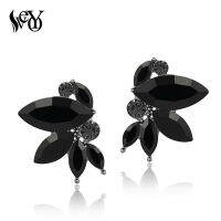 VEYO 3 Color black Red Green Shiny Crystal Stud Earrings Wing shape Earrings for Women Rhinestone Female Trendy Jewelry