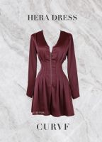 CURVF Hera Satin Dress Red Wine พร้อมส่ง