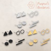 ʕ •ᴥ•ʔ ✿ พร้อมส่ง : ต่างหูสแตนเลสเซ็ท 4 คู่สไตล์มินิมอล | 4 Pairs Minimalist Stainless Stud Earring Set.