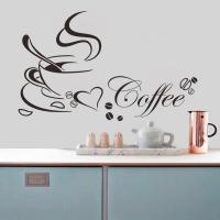 Coffee Cup with Heart Vinyl Quote Restaurant Kitchen Removable Wall Stickers DIY Home Decor Wall Art MURAL Drop Shipping Wall Stickers  Decals