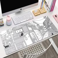 ☢▥❄ Cute Cat Mouse Pad Gamer Mousepad XXL Large DeskMat Black White Computer Rugs Gaming Accessories 100x50 Desk Mat Kawaii Deskpad