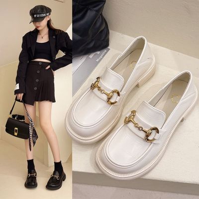 ❅♀ Loafers womens soft sole 2022 spring and autumn new style student versatile thick heel round toe thick sole Korean style small leather shoes single shoes