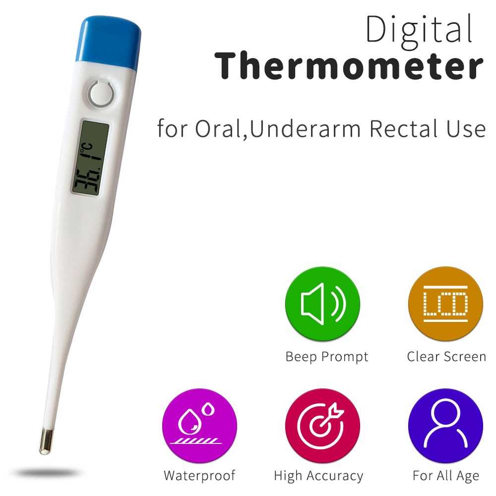 Oral Underarm Rectal Temperature Thermometer for Infants Baby Digital Thermometer Baby Digital Thermometer Waterproof Babies Kids -Flexible Tip 