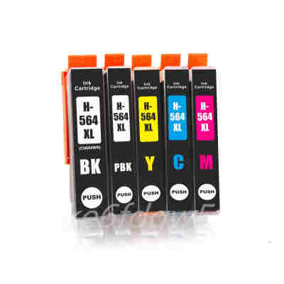 4 Pack 564XL BK C M Y Print Ink Cartridge Full Set 564 XL Black Cyan Magenta Yellow for HP Photosmart 5510 5511 5512 5514 5515 5520 5522 5525 Officejet 4610 4620 4622 Deskjet 3070A 3520 3521 3522 3526 Color Printer