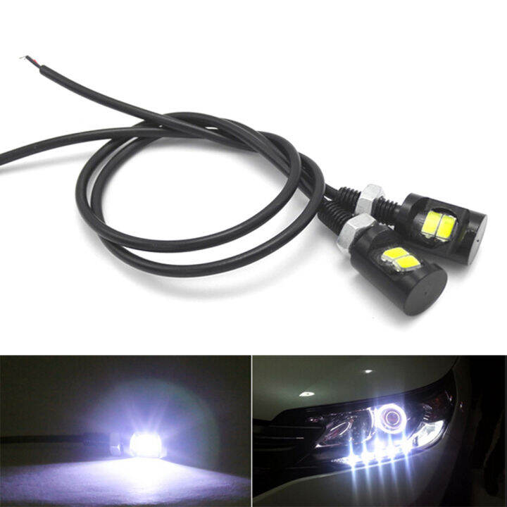 2ชิ้น-led-สีขาว-smd-รถจักรยานยนต์และรถยนต์ป้ายทะเบียนสกรูกลอนแสงโคมไฟหลอดไฟ12โวลต์