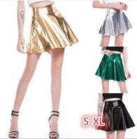 【CC】♧  Faux Leather Skirt Color Pleated  Elegan Avove Knee 7 Colors