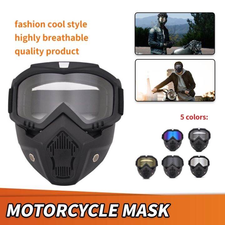 Motorcycle Goggles Removable Mask Open Face Half Face Helmet Safety