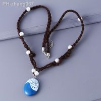 1Pc Moana Ocean Rope Chain Women Necklaces Blue Stone Necklaces Pendants Leather Suede Choker Necklace For Girls Jewelry Gifts