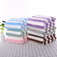 Coral Velvet Striped Towel Soft Absorbent Thickened Beach Swimming Towels Quick-drying Comfort Super Soft Adult Face Towel