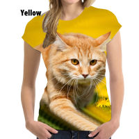 2023 newFashion Summer Womens T Shirt 3D Animal Cat Printed TShirt Ladies Short Sleeved Soft Comfort Top Tees