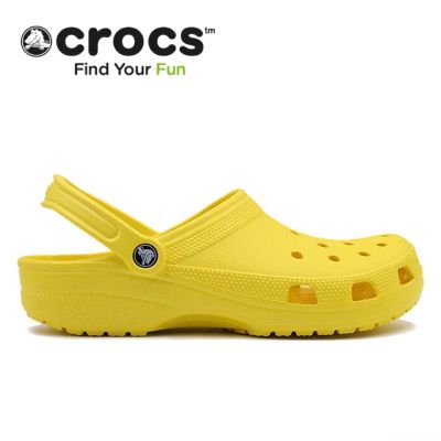 〖ใหม่เอี่ยมของแท้〗Crocs รองเท้าสาวคลาสสิครองเท้าชายชายหาดรองเท้าหุ้มส้นกลางแจ้งรองเท้าหุ้มส้นในฤดูร้อนพื้นรองเท้าหนากินก