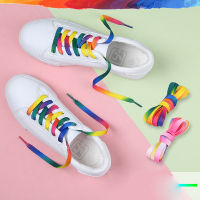 2PCS สีสัน Shoelaces Rainbow Gradient พิมพ์แบนรองเท้า Laces Chromatic รองเท้าผ้าใบสี Shoelace 110CM