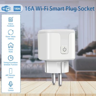 16A EU Plug WIFI Wireless Remote Socket Smart Timer Plug Voice Control EU Home Fire Retardant PC Smart Power Socket Smart Plug