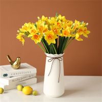 Artificial Yellow Silk Daffodil Bunch - 3 Heads - Yellow Spring Flowers