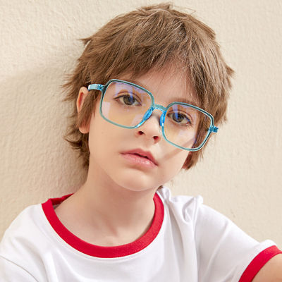 New Kids Glasses Anti Blue Light Lens TR90 Square Teens Prescription Glasses 0 Degree Optic Computer Glasses Frame