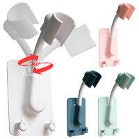 360 ° หัวฝักบัวผู้ถือปรับ Self-Adhesive Showerhead cket Wall Mount 2 Hooks Stand SPA ห้องน้ำ Universal ABS