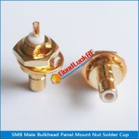 1X Pcs Brass RF Connector Socket SMB Male Jack With O-ring Bulkhead Panel Deck Nut GOLD Straight Solder Coaxial