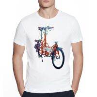 Cargo Bike Bicycle Cyclist Painting Artist T-Shirt Vintage Style Casual Popular Art Bicycle Men T-Shirts Old-School Short-Sleeve