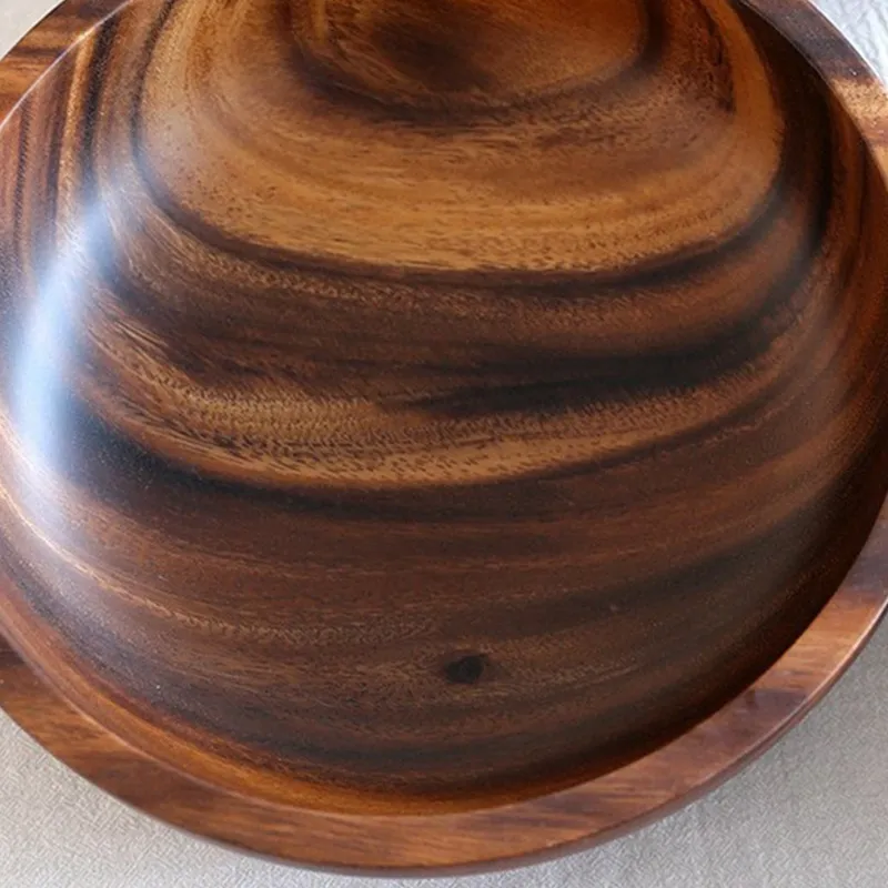 Natural Hand-Made Wooden Salad Bowl Classic Large Round Salad Soup Dining  Bowl Plates Wood Kitchen Utensils